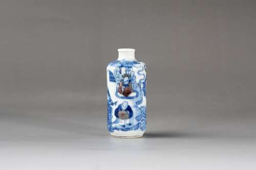 清乾隆青花釉里红水漫金山寺图鼻烟壶